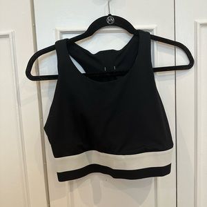 Fabletics Black and White Crop Workout Top, size M